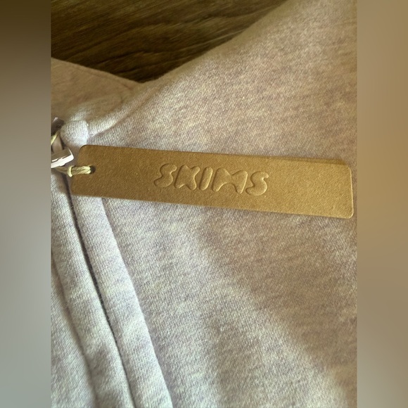 NWT SKIMS Cotton Fleece Cropped Zip-Up Hoodie-Purple Heather-Large - Picture 14 of 15